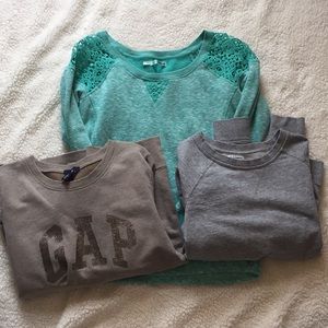 Three sweatshirts, Gap, Old Navy, Maurices